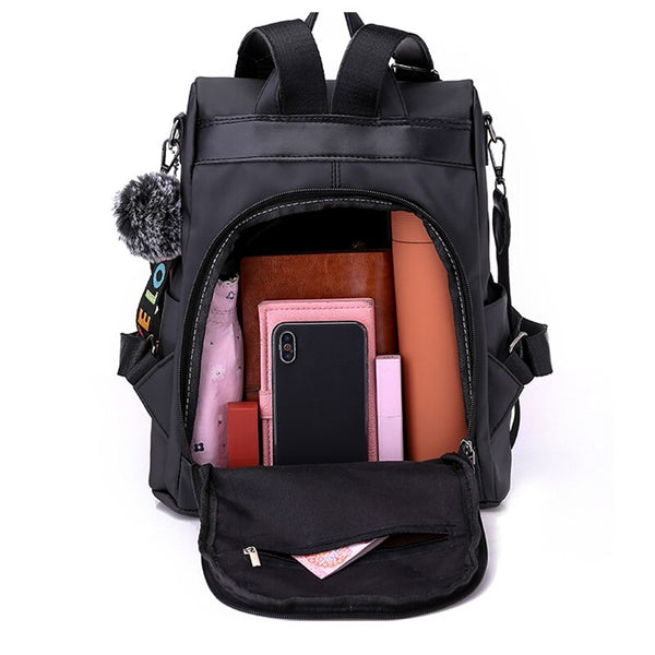 3 In 1 Casual Women Backpacks Purses Anti-theft Oxford Rucksacks with Hairball Large Capacity School Shoulder Book Bag Mochilas  -  GeraldBlack.com