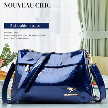 3 Layers Women Shoulder Oblique Bag Sac A Main Vintage Lacquered Leather Handbag Messenger Patent Purse  -  GeraldBlack.com