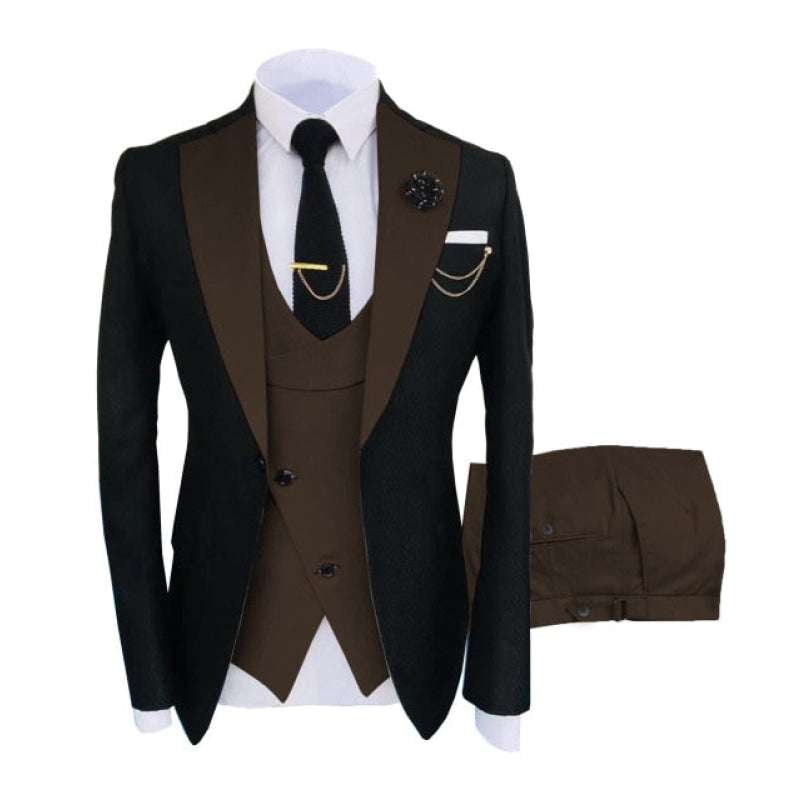 3 Pcs Blazer Pants Vest Shawl Lapel Tuxedos Wedding Suits for Men  -  GeraldBlack.com