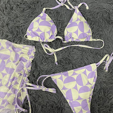 3 Piece Printed Wirefree Stretchy Bathing Bikini Set Swimsuit for Women  -  GeraldBlack.com