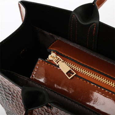 3 Sets Luxury Patent Leather Handbag for Women Alligator Pattern Designer Shoulder Crossbody Bag  -  GeraldBlack.com