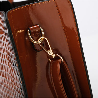 3 Sets Luxury Patent Leather Handbag for Women Alligator Pattern Designer Shoulder Crossbody Bag Ladies Sac A Main  -  GeraldBlack.com