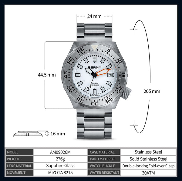 300m Men Diver Watch Automatic Mechanical Wristwatches Date Waterproof Super Luminous Sapphire Sport Diving Watches 30ATM  -  GeraldBlack.com