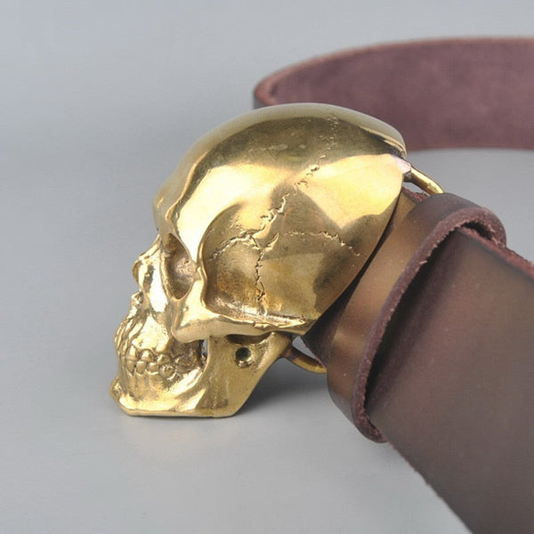 38mm inner diameter brass metal Skull Cowboy belt buckle for Men Jeans belt buckle accessories  -  GeraldBlack.com