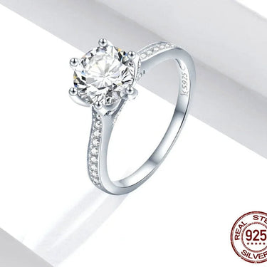 3CT 925 Sterling Silver Engagement Ring Round Cut Cubic Zirconia Love Forever Band for Women Wedding SCR342  -  GeraldBlack.com