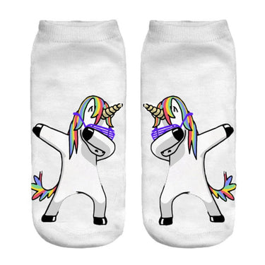3D Cartoon Print Dancing Unicorn Harajuku Style Ankle-Length Cotton Socks  -  GeraldBlack.com