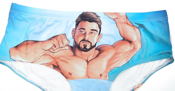 3D Designed Men's Sexy Bathing Suit Swimming Briefs with Penis Pouch - SolaceConnect.com