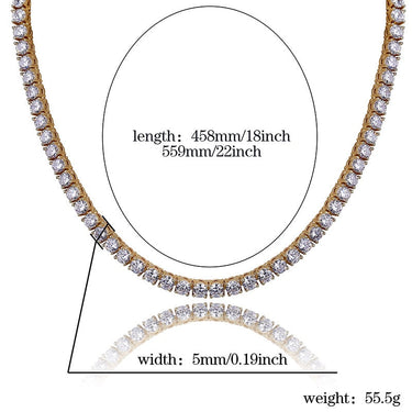 3mm Iced Out AAA Zircon 1 Row Tennis Chain Necklace Men's Hip-hop Jewelry  -  GeraldBlack.com