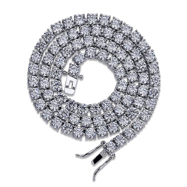 3mm Iced Out AAA Zircon 1 Row Tennis Chain Necklace Men's Hip-hop Jewelry  -  GeraldBlack.com