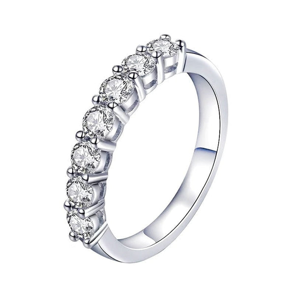 3mm Or 3.5mm Women's Seven Stones Eternity Band 925 Sterling Silver Ring  -  GeraldBlack.com