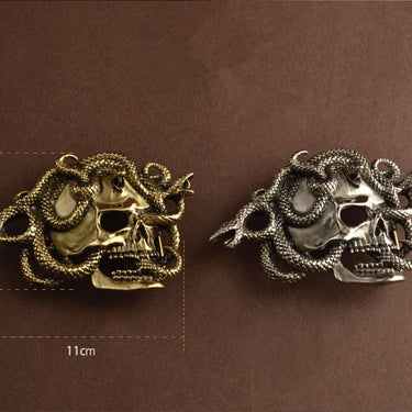 4.0cm Brass Cupro Nickel skull leather personalized locomotive punk rock belt buckle DIY leather craft  leather Accessories  -  GeraldBlack.com