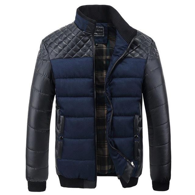 4XL Men's Coat Jackets with Synthetic Leather Patchwork Design for Winter  -  GeraldBlack.com