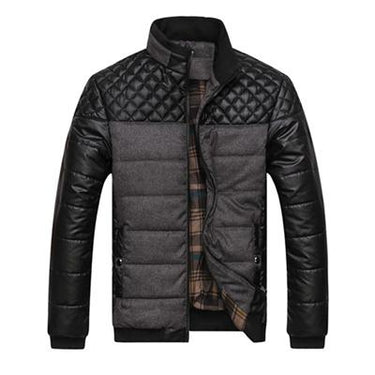 4XL Men's Coat Jackets with Synthetic Leather Patchwork Design for Winter - SolaceConnect.com