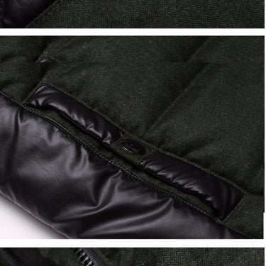 4XL Men's Coat Jackets with Synthetic Leather Patchwork Design for Winter - SolaceConnect.com