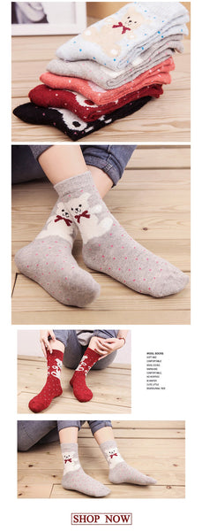 5 Pairs Lot Cashmere Wool Comfortable Christmas Gift Socks for Women  -  GeraldBlack.com