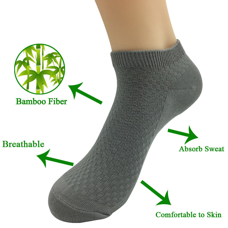 5 Pairs Lot Casual Bamboo Fiber Breathable Ankle Socks for Men  -  GeraldBlack.com
