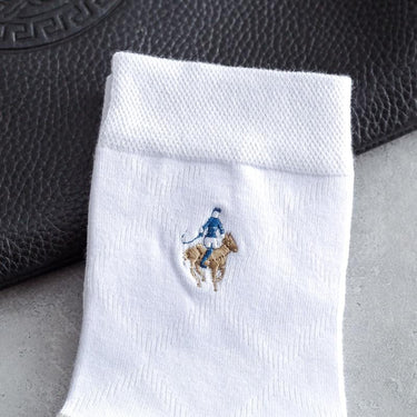 5 Pairs Lot Casual Business Embroidery Cotton Socks for Men - SolaceConnect.com