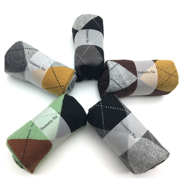 5 Pairs Lot Casual Business Patchwork Sweat Absorb Gift Socks for Men  -  GeraldBlack.com