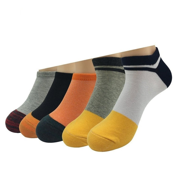 5 Pairs Lot Casual No Show Cotton Low Cut Ankle Harajuku Style Socks for Men  -  GeraldBlack.com