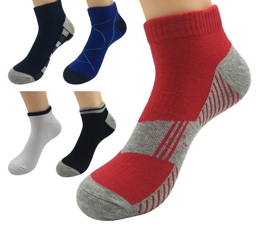 5 Pairs Lot Casual Outdoor Running No Show Cotton Low Cut Ankle Socks for Men  -  GeraldBlack.com