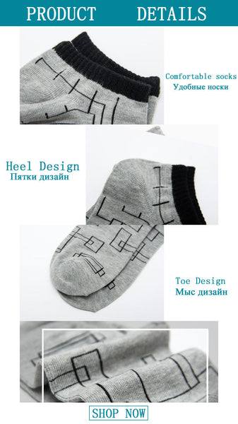 5 Pairs Lot Cotton Bamboo Fiber Non-slip Silicone Ankle Socks for Men  -  GeraldBlack.com