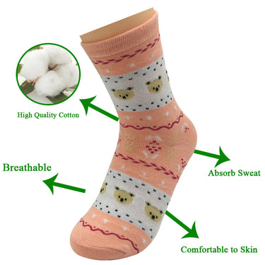 5 Pairs Lot Cotton Cute Little Bear Animal Pattern Long Socks for Women  -  GeraldBlack.com