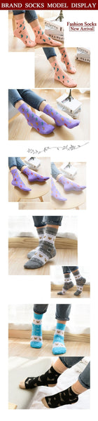 5 Pairs Lot Cotton Cute Little Bear Animal Pattern Long Socks for Women  -  GeraldBlack.com