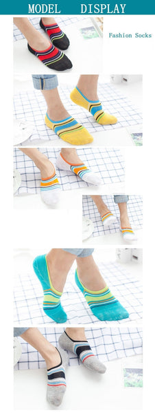 5 Pairs Lot Cotton Non-slip Bamboo Fiber Silicone Ankle Socks for Men  -  GeraldBlack.com