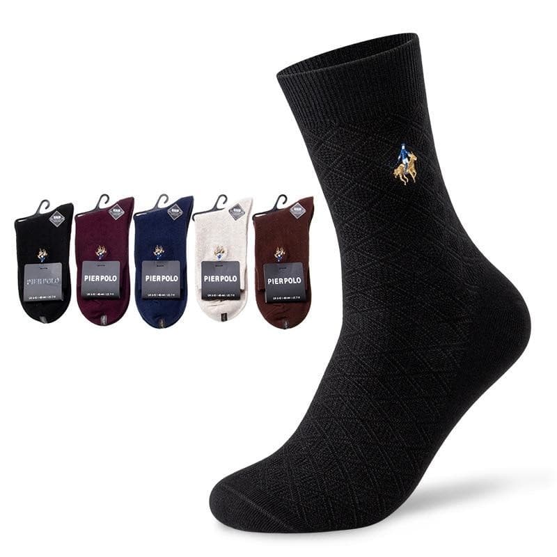 5 Pairs lot Embroidery Crew Small Rhombus Casual Cotton Socks - SolaceConnect.com