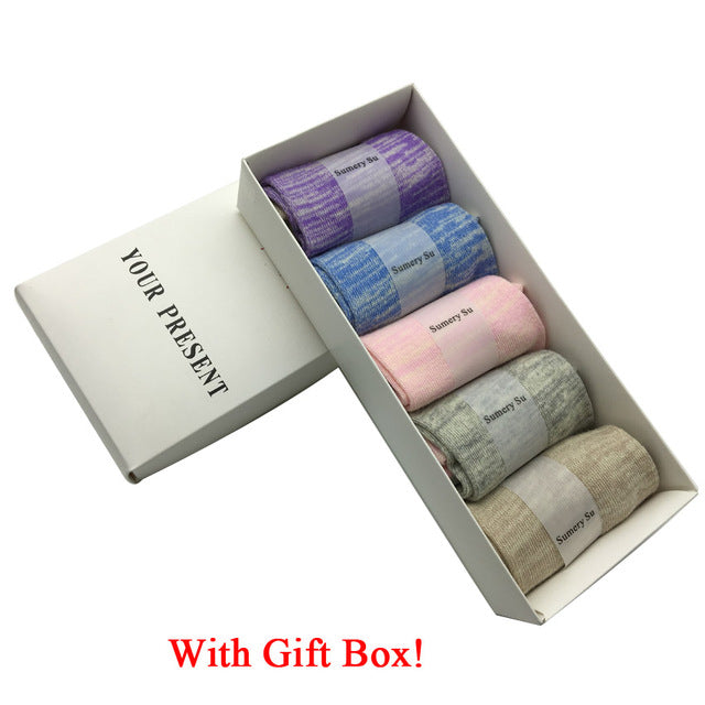 5 Pairs Lot Harajuku Style Candy Color Cotton Boat Socks for Women  -  GeraldBlack.com