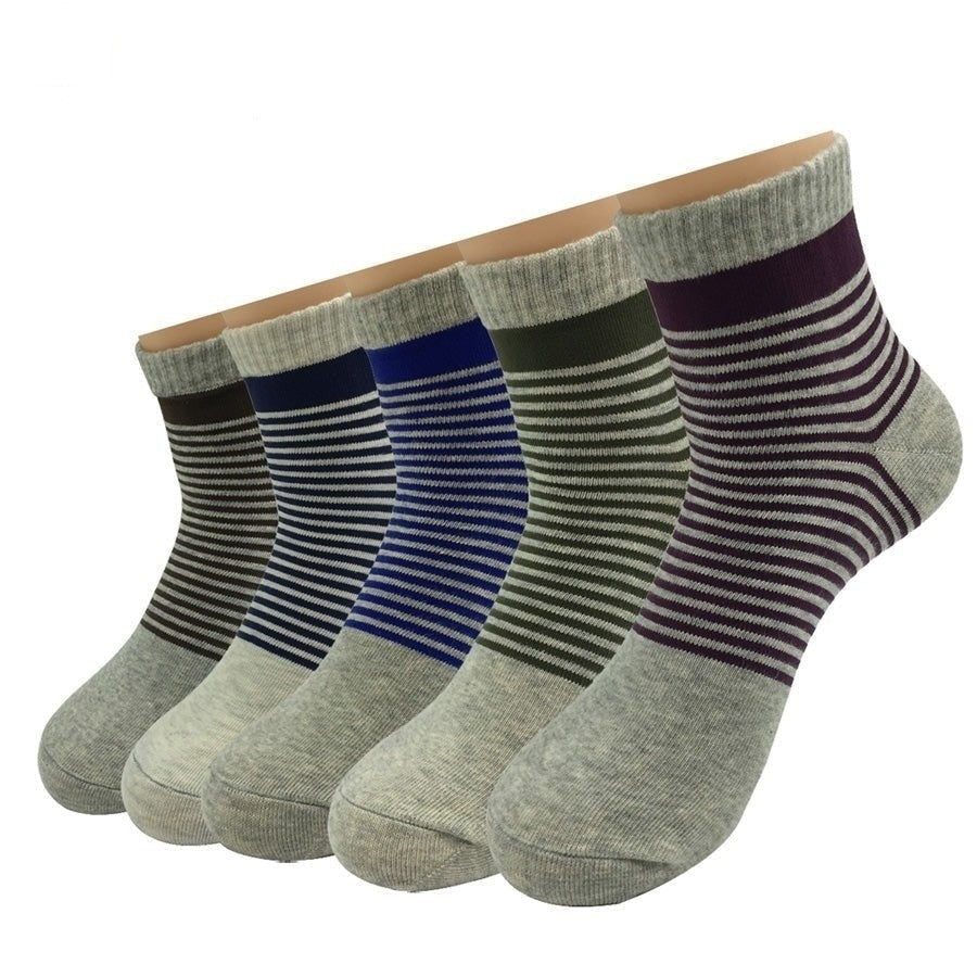 5 Pairs Lot Outdoor Casual Cotton Stripped Ankle Socks for Men  -  GeraldBlack.com