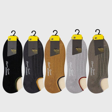 5 Pairs Lot Printed Invisible Men's Casual Combed Cotton Ankle Socks  -  GeraldBlack.com