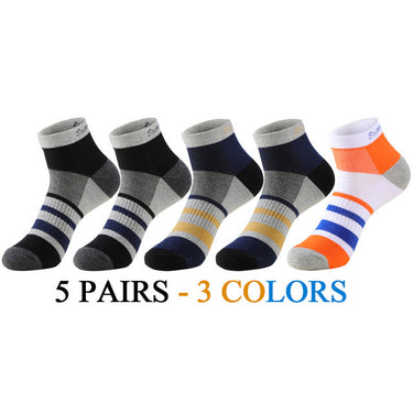 5 Pairs Lot Running Cotton Casual Combed Outdoor Ankle Socks for Men  -  GeraldBlack.com