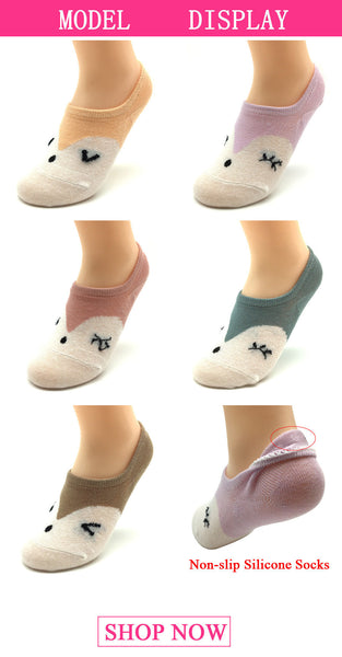 5 Pairs Lot Summer Cotton Cute Fox Pattern Ankle Socks for Women  -  GeraldBlack.com