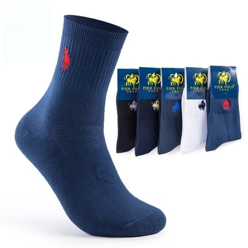 5 Pairs per Lot Casual Cotton Business Embroidery Socks for Men - SolaceConnect.com