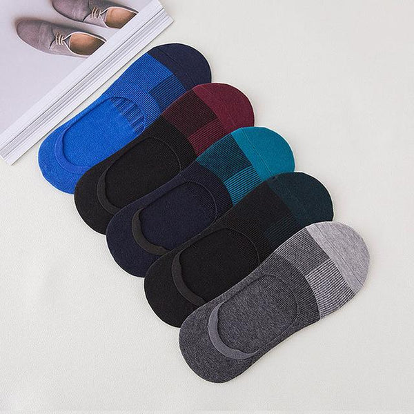5 Pairs Per Lot Men's Summer Invisible Stretchy Cotton Boat Socks - SolaceConnect.com
