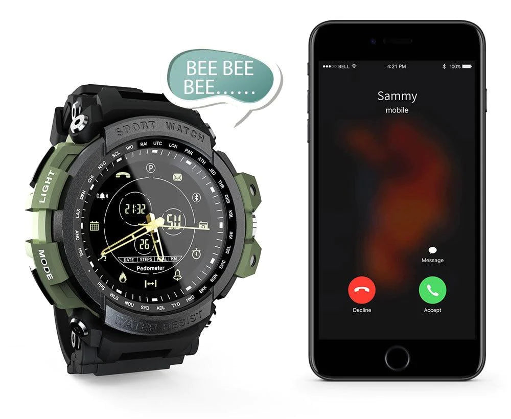 50 Meter Waterproof Sport Smartwatch with Bluetooth Call Remind for IOS - SolaceConnect.com