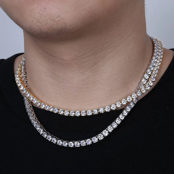 5mm Iced Out AAA Zircon 1 Row Tennis Chain Necklace Men's Hip-hop Jewelry  -  GeraldBlack.com