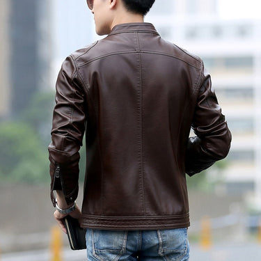 5XL Men's Slim Leather Motorcycle Coat Jackets with Stand Collar - SolaceConnect.com