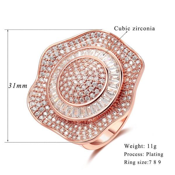 6 Colors Fine Crystal Rhinestone Big Flower Rings for Women - SolaceConnect.com