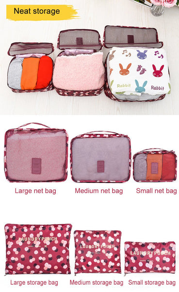 6 Pcs/Set Oxford Mesh Cloth Luggage Packing Cube Organizer Bag for Travel - SolaceConnect.com