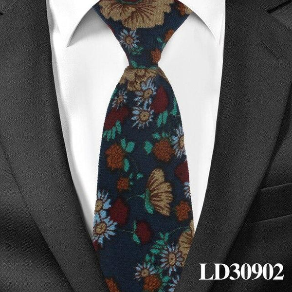 6cm Cotton Floral Print Slim Necktie for Men Women and Children - SolaceConnect.com