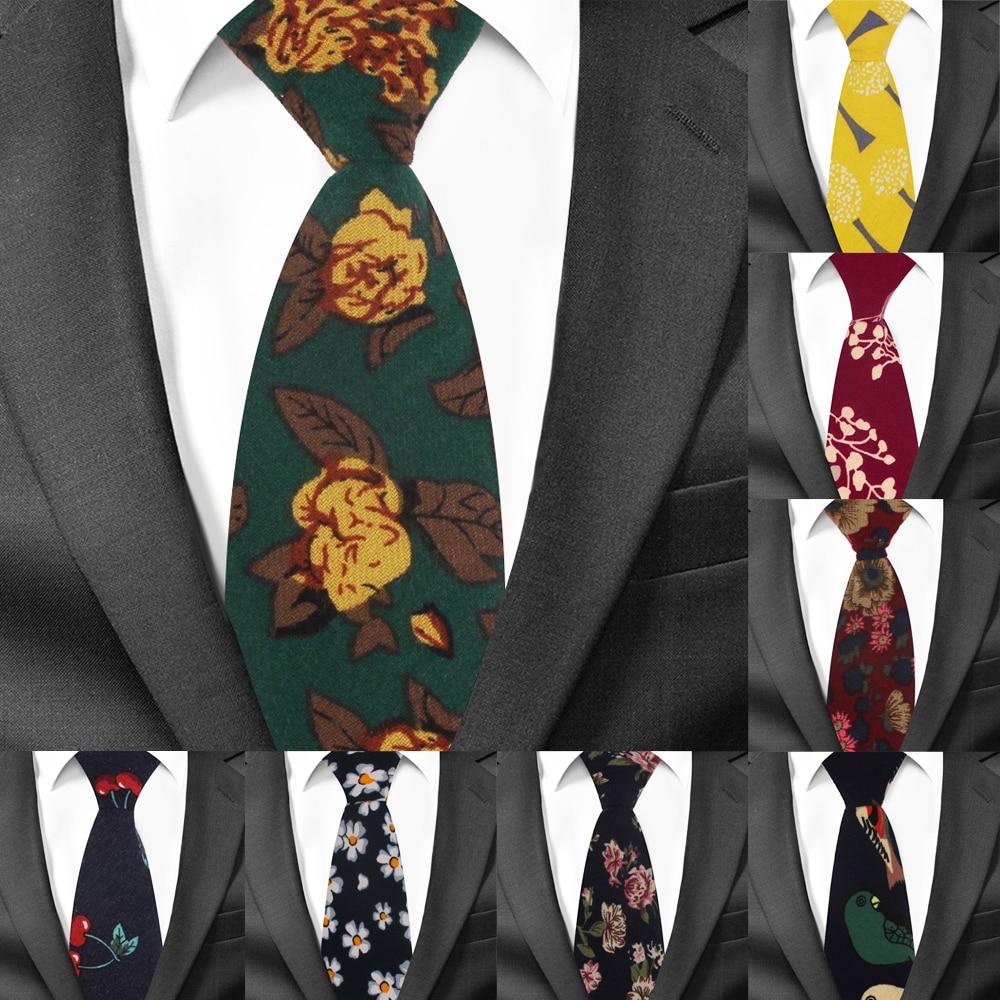 6cm Cotton Floral Print Slim Necktie for Men Women and Children  -  GeraldBlack.com
