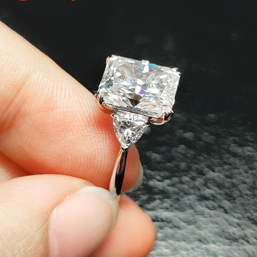 7*9 mm Radiant Cut White Moissanite 925 Sterling Silver Ring for Women  -  GeraldBlack.com