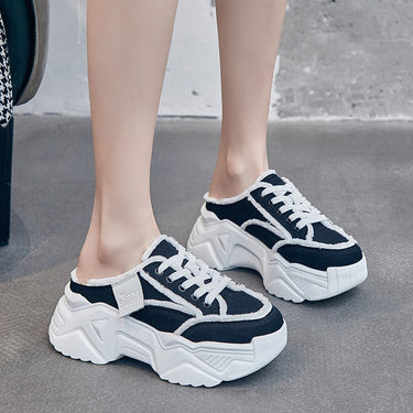 7cm Women's Summer Platform Wedge Sneakers Breathable Mules High Heel Shoes  -  GeraldBlack.com