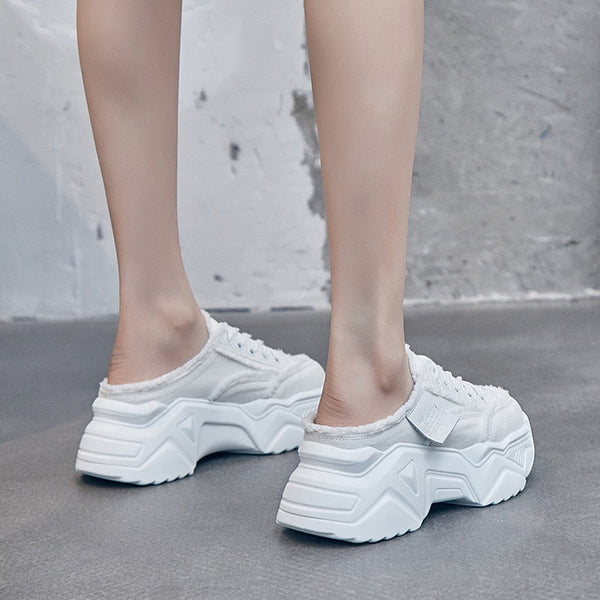 7cm Women's Summer Platform Wedge Sneakers Breathable Mules High Heel Shoes  -  GeraldBlack.com