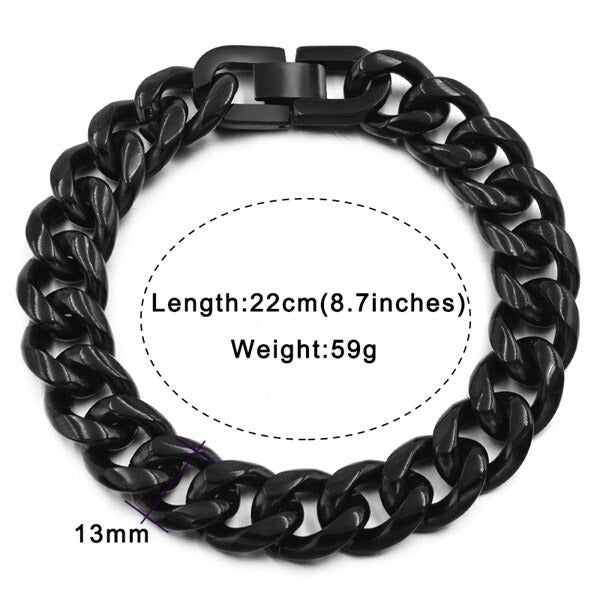 7mm 9mm and 10mm Wide Rock Trendy Stainless Bracelets Gift for Men  -  GeraldBlack.com