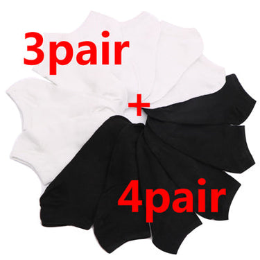 7Pair Women's Casual White Black Solid Color Short Low Cut Ankle Socks  -  GeraldBlack.com