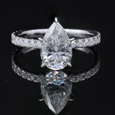 7x11mm 3ct Pear Cut Moissanite 925 Sterling Silver Ring for Women  -  GeraldBlack.com
