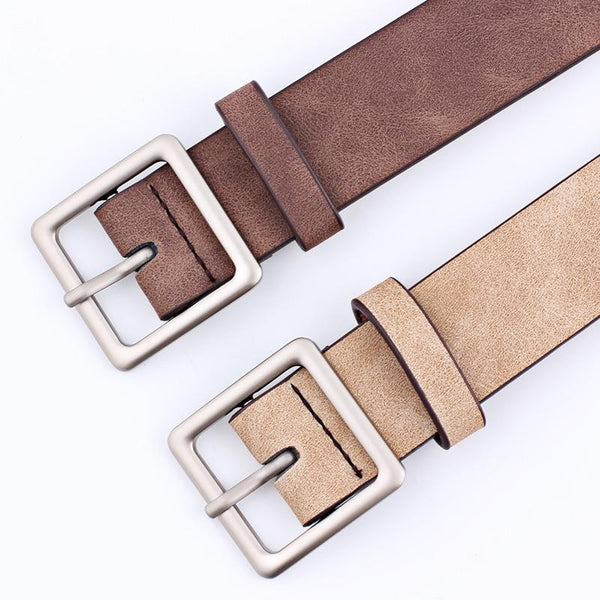 8 Colors Women's Fashion Synthetic Leather Adjustable Square Buckle Belts - SolaceConnect.com